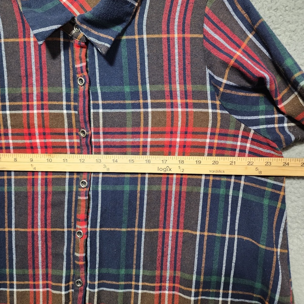 Andree by Unit Womens Flannel Long Sleeve Size 1X Red Blue Button Down Plus Size - Picture 4 of 9